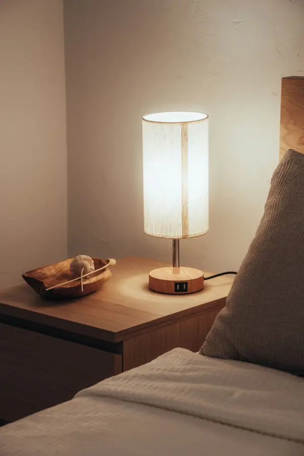 Table lamp on a bedside table